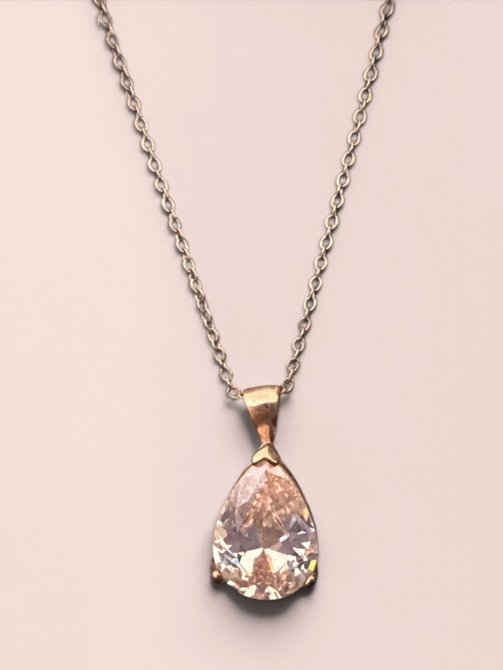 Rose Gold-Plated Simulated Morganite Necklace